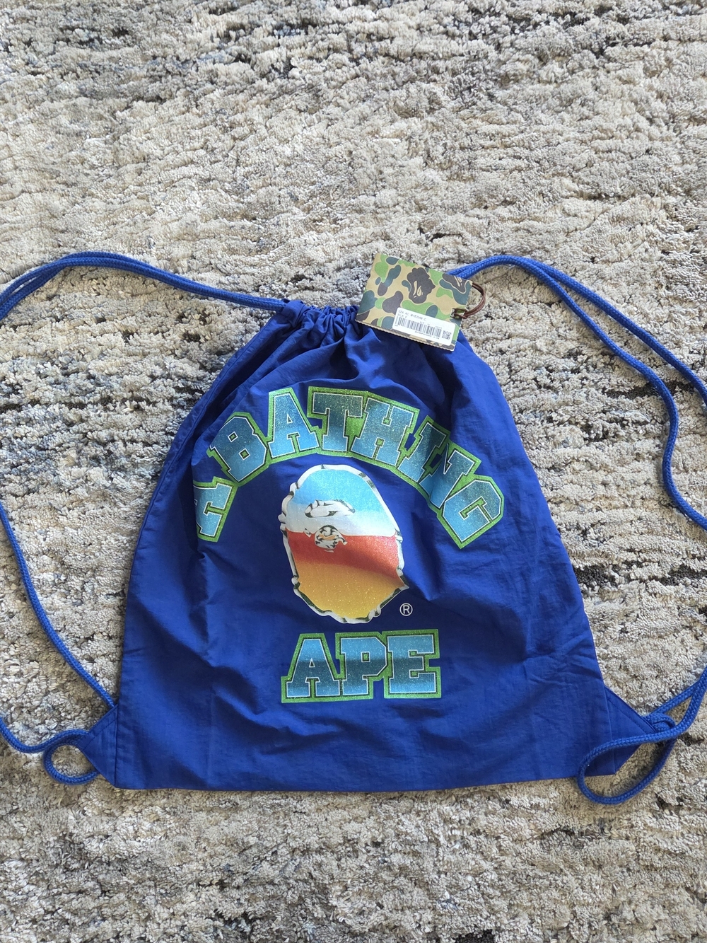 Bape Royal Blue Drawstring Bag with Gradient Logo